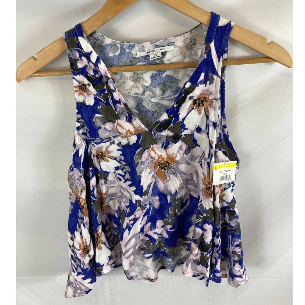 NWT O'Neill Floral V Neck Sleeveless Crop top size XS